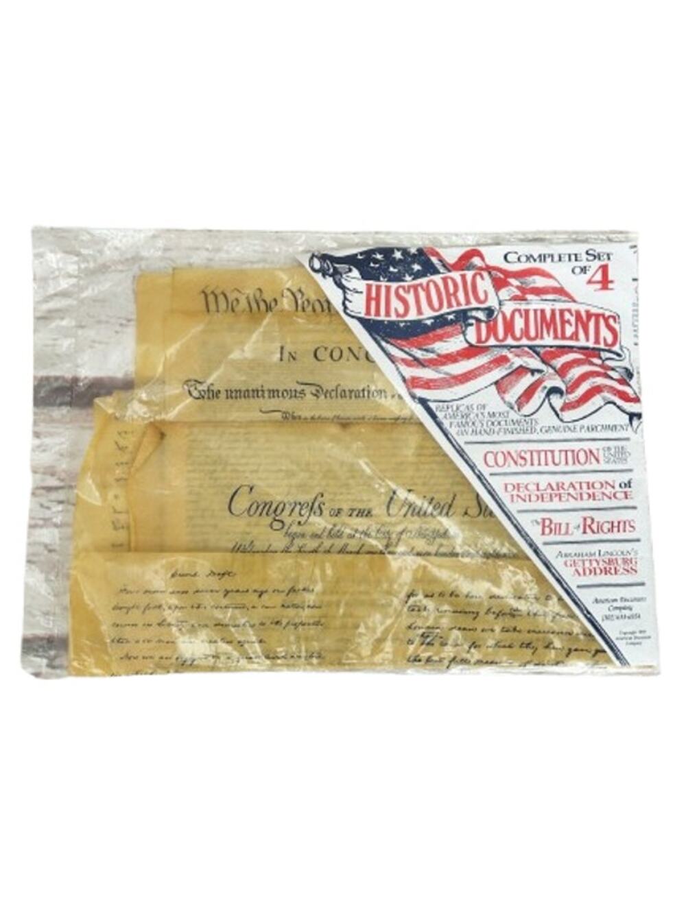 Vintage Historic Documents Set Constitution Declaration Bill of Rights Replica